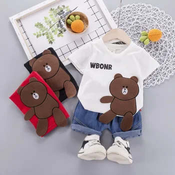 Baby boy clothes cartoon bear print T-shirt denim shorts two-piece baby boy clothes summer short sleeve casual baby boy suit
Baby boy clothes cartoon bear print T-shirt denim shorts two-piece baby boy clothes summer short sleeve casual baby boy suit