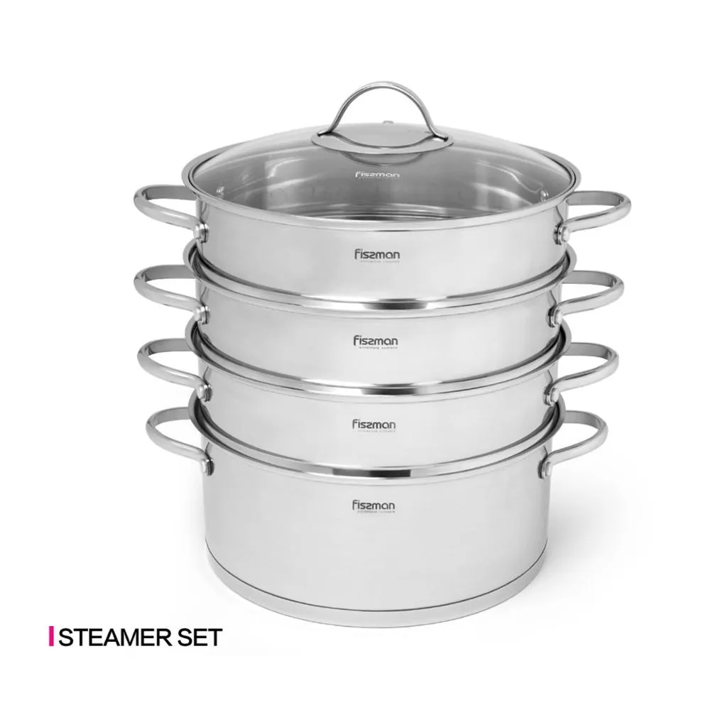 BARAKAT 304 series Mantou stainless steel pot with 3 steam inserts and glass lid
BARAKAT 304 series Mantou stainless steel pot with 3 steam inserts and glass lid