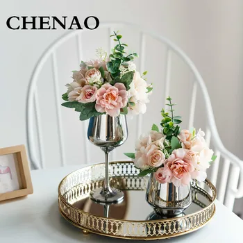 

CHENAO 1 Pieces 1 Bottle Pink Silk Peony Artificial Rose Fake Plants Hybrid Bouquet Flower Decoration Home Free Shipping