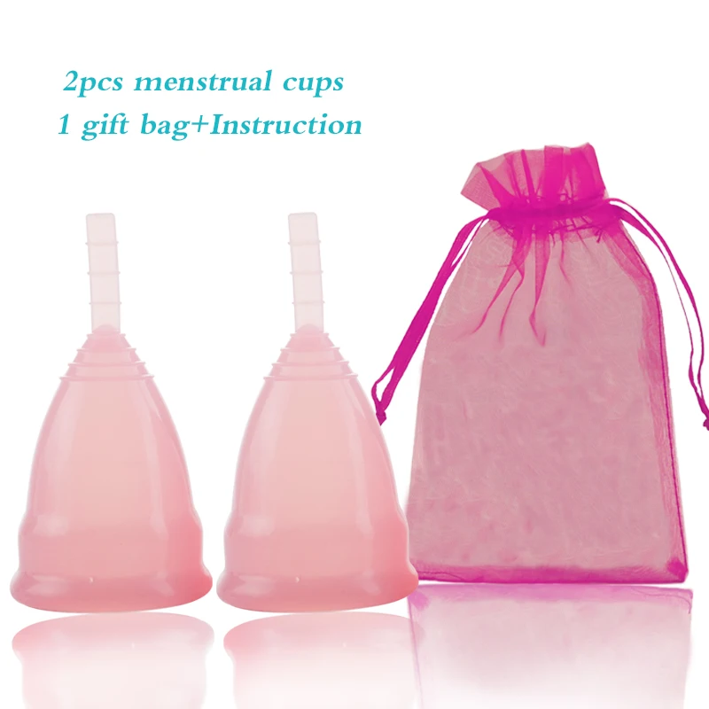 

2pcs Menstrual Cup Feminine Hygiene Copa Menstrual Lady Period Cup Coppetta Mestruale Coupe Menstruelle Medical Grade Silicone