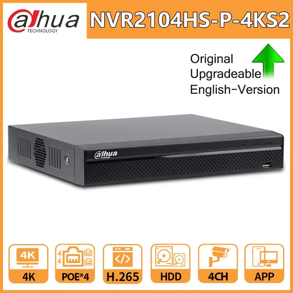 Dahua NVR Original 4CH NVR2104HS-P-4KS2 4 PoE Lite 4K H.265 Network Video Recorder with 1SATA 2USB Interface for IP Camera CCTV
Dahua NVR Original 4CH NVR2104HS-P-4KS2 4 PoE Lite 4K H.265 Network Video Recorder with 1SATA 2USB Interface for IP Camera CCTV
