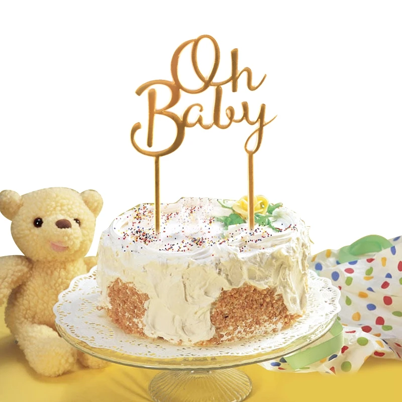 1 шт. золотой розовый акриловый Oh Baby топпер для торта С Днем Рождения свадебные