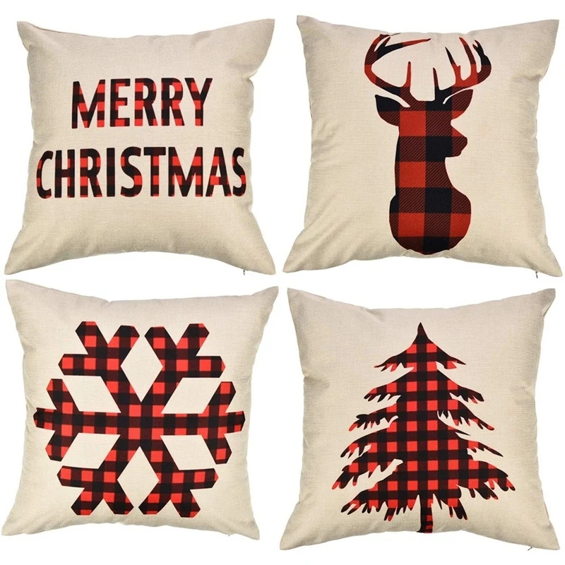 Christmas Linen Pillow Cover Decorative Cushion Cover Case with Snowflake Christmas Tree Elk Greeting Patterns
Christmas Linen Pillow Cover Decorative Cushion Cover Case with Snowflake Christmas Tree Elk Greeting Patterns