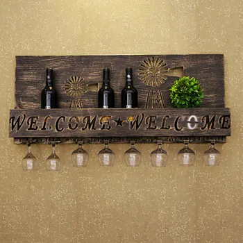 Wine Holders Nordic Retro Wall Hanging Wine Rack Iron Art Wall Mounted Champagne Wine Cups Goblet Rack Restaurant Bar Decoration 
Wine Holders Nordic Retro Wall Hanging Wine Rack Iron Art Wall Mounted Champagne Wine Cups Goblet Rack Restaurant Bar Decoration