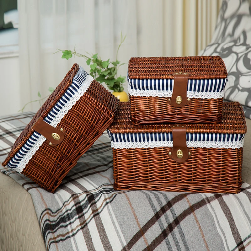 Creative bamboo woven storage basket with lid with lock storage clothes sundries toy storage box organizer wicker material
Creative bamboo woven storage basket with lid with lock storage clothes sundries toy storage box organizer wicker material