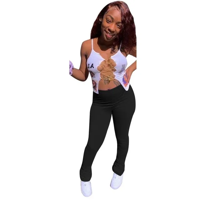 2020 New Women Two Pieces Ruched Stacking Sweatpants Set White Metal Chain Crop Top And Trousers Sexy Letter Print Matching Set
2020 New Women Two Pieces Ruched Stacking Sweatpants Set White Metal Chain Crop Top And Trousers Sexy Letter Print Matching Set