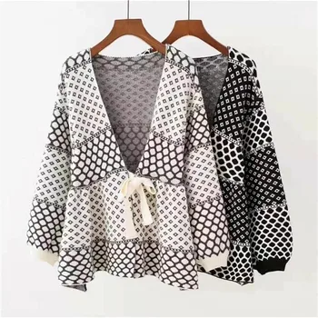 Women sweater 2019 cardigans dot pattern and sashes new fashion style spring and autumn suit office lady
Women sweater 2019 cardigans dot pattern and sashes new fashion style spring and autumn suit office lady