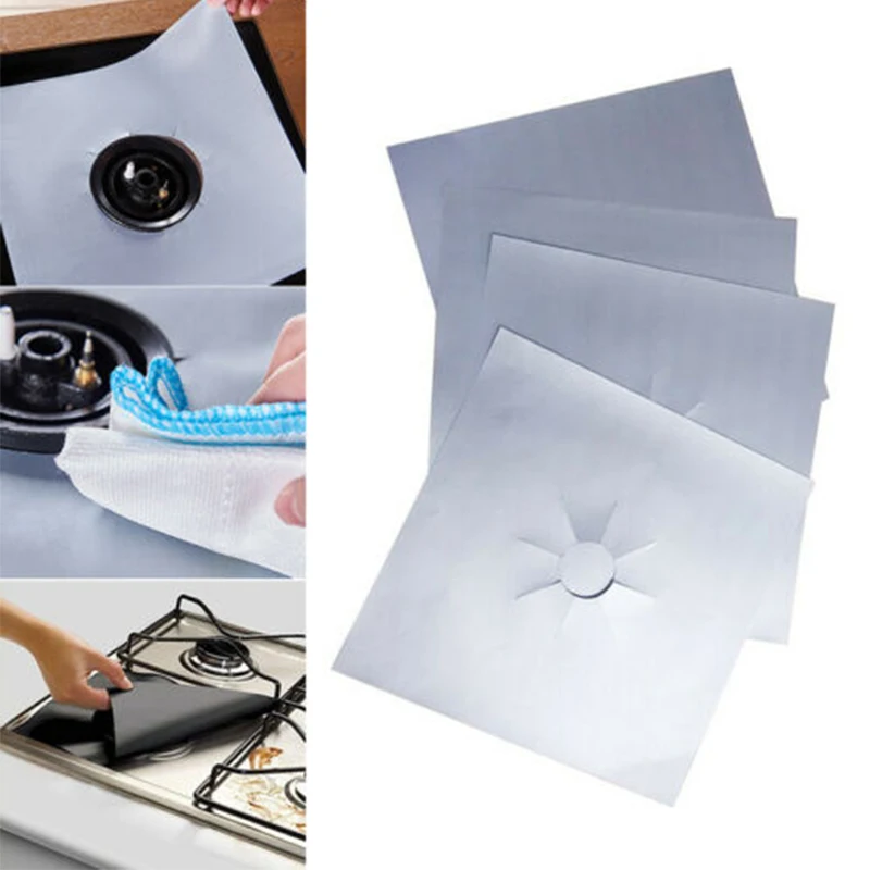 4Pcs/Set Non-stick Stove Pad Reusable Gas Foil Stove Protector Burner Cover Liner Clean Mat Pad Cook Protection Pad Black Silver
4Pcs/Set Non-stick Stove Pad Reusable Gas Foil Stove Protector Burner Cover Liner Clean Mat Pad Cook Protection Pad Black Silver