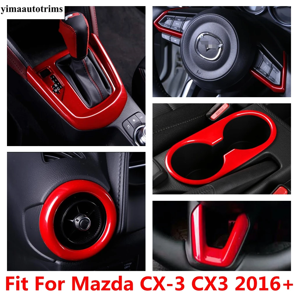 

Рулевое колесо/панель переключения передач/рамка для водяного стакана/приборная панель переменного тока, Крышка вентиляционного отверстия, отделка для Mazda CX-3 CX3 2016 -2021, аксессуары