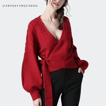 Women Sexy Deep V-Neck Red Sweater Cardigans Loose Plus Size Crossed Bat Sleeved Warm Twisted Thicken Winter Sweaters Outwear
Women Sexy Deep V-Neck Red Sweater Cardigans Loose Plus Size Crossed Bat Sleeved Warm Twisted Thicken Winter Sweaters Outwear