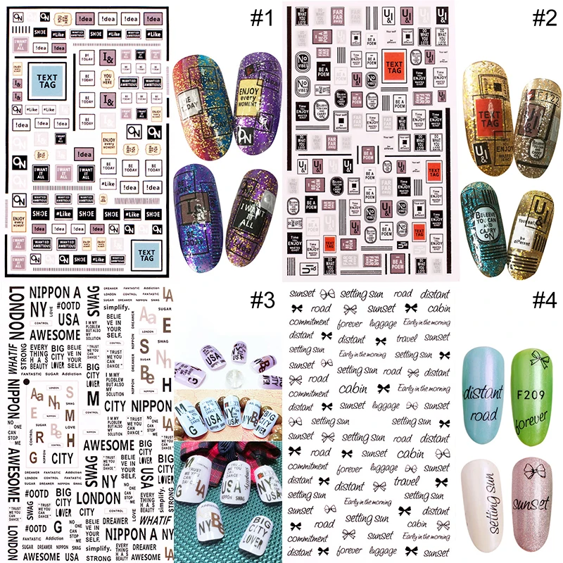 3D Nail Stickers Mixed English Phrase Patterns Self-adhesive Transfer Decals Monogram Sticker Nail Art DIY Design Decoration
3D Nail Stickers Mixed English Phrase Patterns Self-adhesive Transfer Decals Monogram Sticker Nail Art DIY Design Decoration