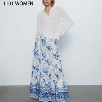 ZA 2020 Summer Spring women's white blue floral floor-length skirt female fashion casual woman clothes
ZA 2020 Summer Spring women's white blue floral floor-length skirt female fashion casual woman clothes