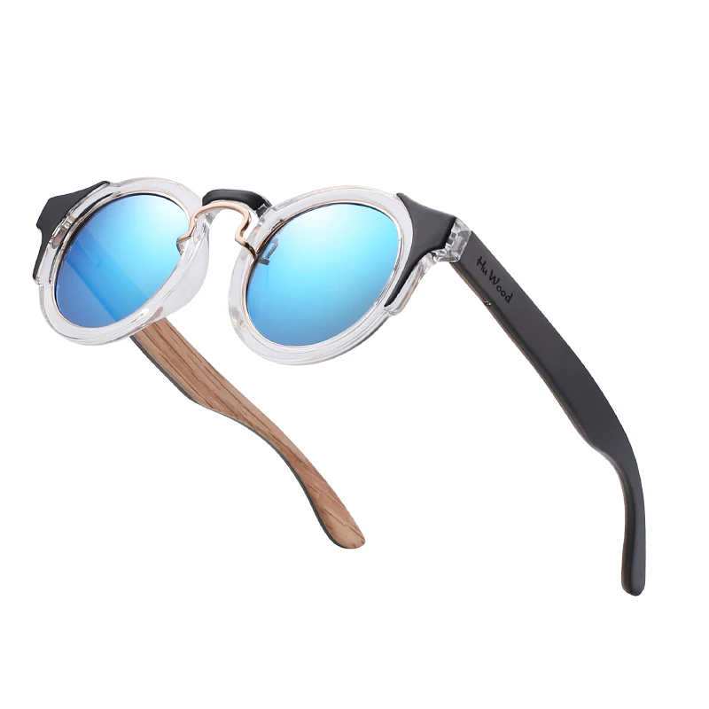 Мужские и женские круглые очки Hu Wood солнцезащитные в стиле стимпанк брендовые