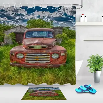Spring Green Grass Red Pickup Truck Bathroom Shower Curtains Mildewproof Durable Polyester Fiber Fabric Bath Curtain with Hooks
Spring Green Grass Red Pickup Truck Bathroom Shower Curtains Mildewproof Durable Polyester Fiber Fabric Bath Curtain with Hooks