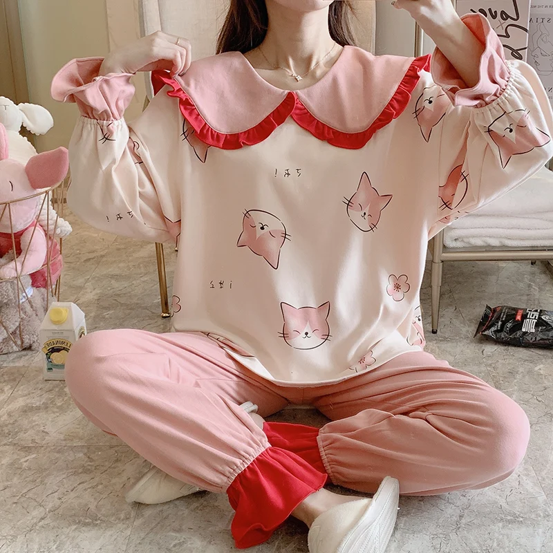Women Sleepwear Loose Version Pajamas Col Claudine Cotton Plus Size XXL Pullover Spring Fall Pyjamas Cartoon Nighty
Women Sleepwear Loose Version Pajamas Col Claudine Cotton Plus Size XXL Pullover Spring Fall Pyjamas Cartoon Nighty