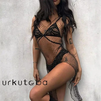 Crochet Bikini Crystal Cover Up Dress 2019 Women Sexy Mesh Hollow Out Fishnet Women's Bathing Suits Cover-ups BeachWear Swimsuit
Crochet Bikini Crystal Cover Up Dress 2019 Women Sexy Mesh Hollow Out Fishnet Women's Bathing Suits Cover-ups BeachWear Swimsuit