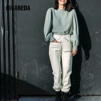 HIGAREDA Pockets White Casual Sweatpants Women Fashion Letter Printed Long Trousers Ladies Elastic High Waist Pants Capris
HIGAREDA Pockets White Casual Sweatpants Women Fashion Letter Printed Long Trousers Ladies Elastic High Waist Pants Capris