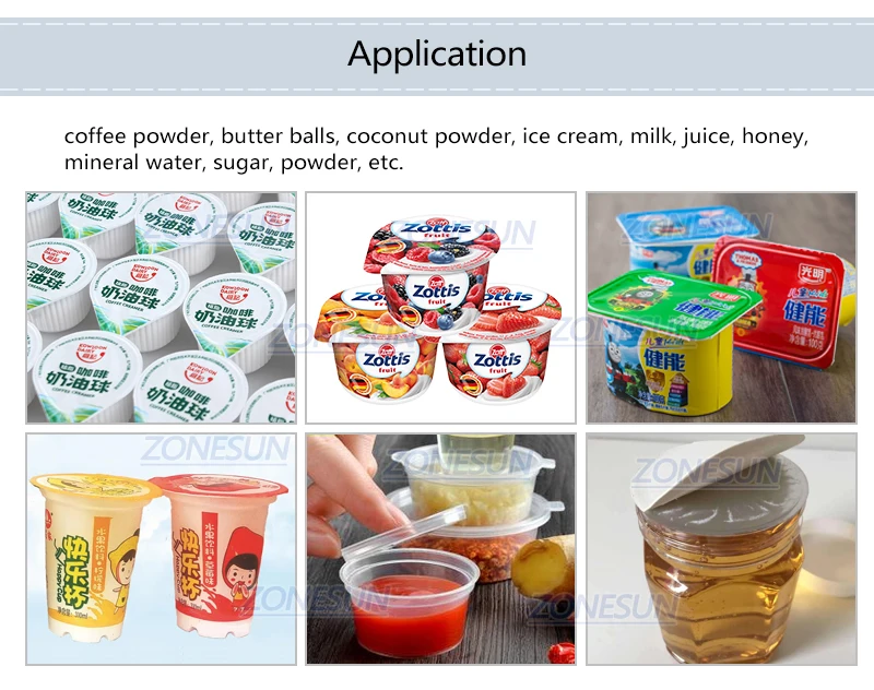 ZONESUN ZS-FS100 Automatic Jelly Yogurt Ice Filling machine Cream Juice Sugar Honey Rotary Cup Sealing Machine 10-300ml