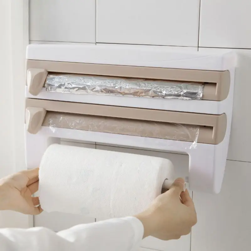 Wall-Mounted Kitchen Paper Roll Dispenser Cling Film And Kitchen Aluminum Foil Dispenser Paper Towel RackHF
Wall-Mounted Kitchen Paper Roll Dispenser Cling Film And Kitchen Aluminum Foil Dispenser Paper Towel RackHF