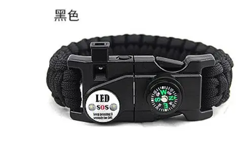 

Outdoor Survival Paracord Bracelet SOS LED Light Emergency Whistle Compass Outdoor Multifunctional Tools for Camping Wristband