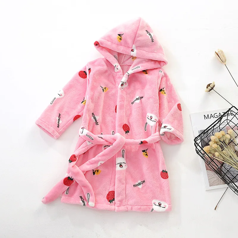 Long Sleeve Hooded Children's Flannel Bathrobe Cartoon Print Kids Robe Lovely Animal Boys Bath Robe Spring Autumn Girls Bathrobe Long Sleeve Hooded Children's Flannel Bathrobe Cartoon Print Kids Robe Lovely Animal Boys Bath Robe Spring Autumn Girls Bathrobe