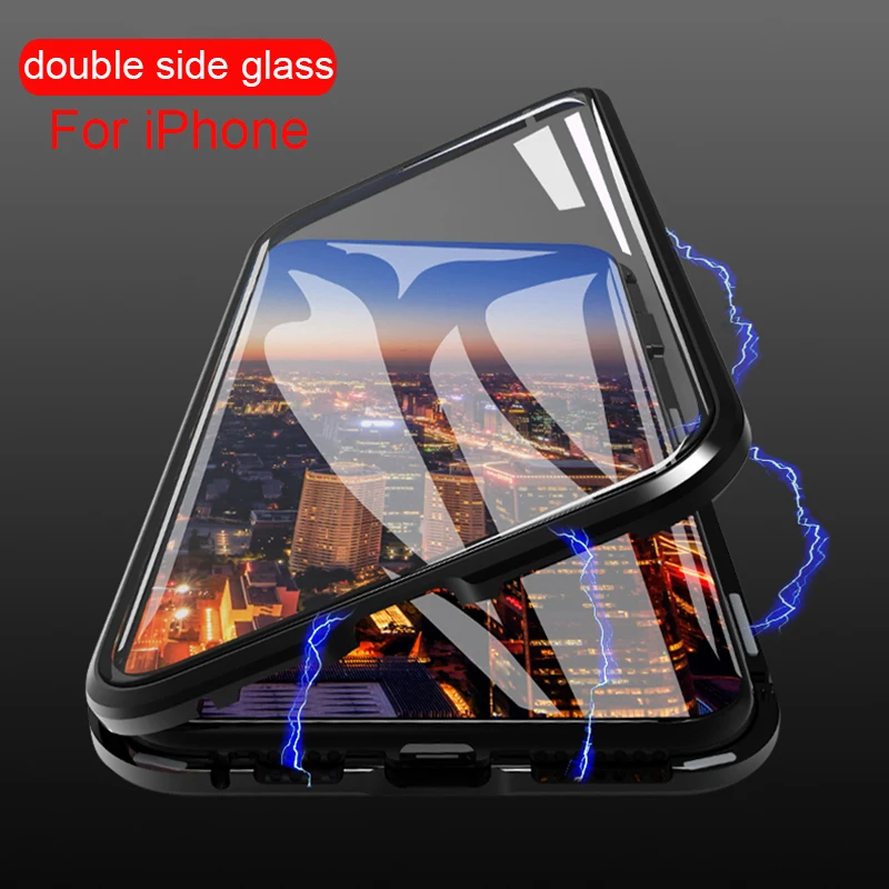 Bulit in Metal Magnetic Case for iPhone 11 Pro Max double side tempered Glass Case on iPhone 7 8 Plus XS XR XSMAX Phones
Bulit in Metal Magnetic Case for iPhone 11 Pro Max double side tempered Glass Case on iPhone 7 8 Plus XS XR XSMAX Phones
