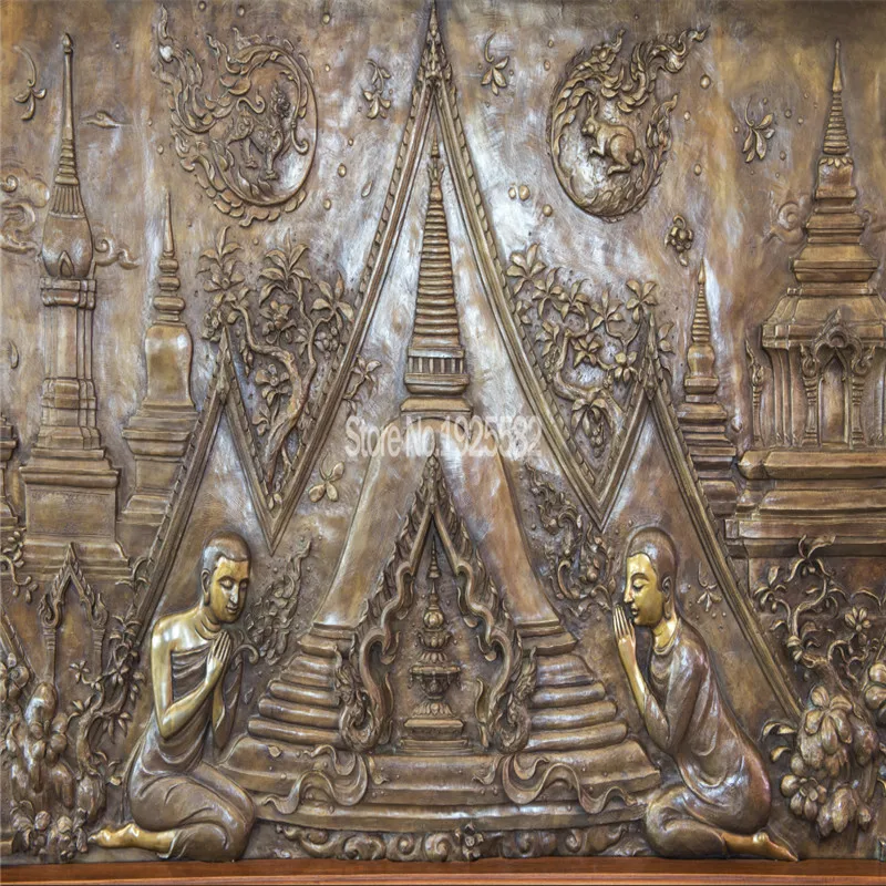 3D фото обои Будды в тайском стиле металлические резные для гостиной храмы
