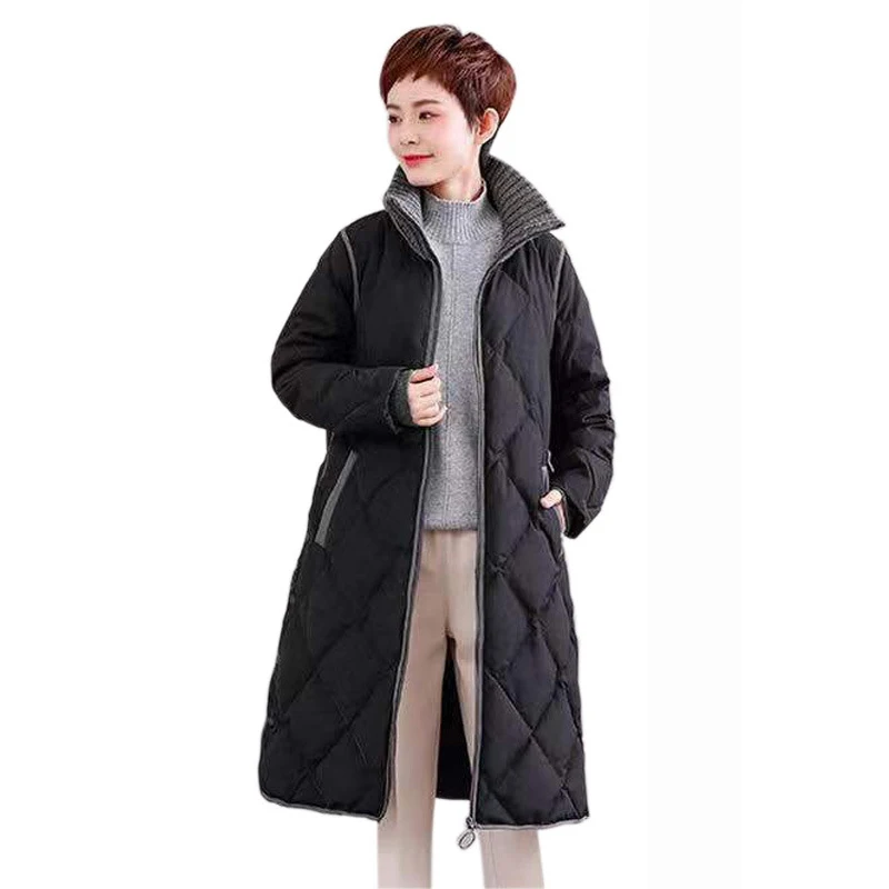 Autumn And Winter women Mid-length Stand-Collar Thick Cotton-padded Clothes Korean-style Loose Warm | Женская одежда
