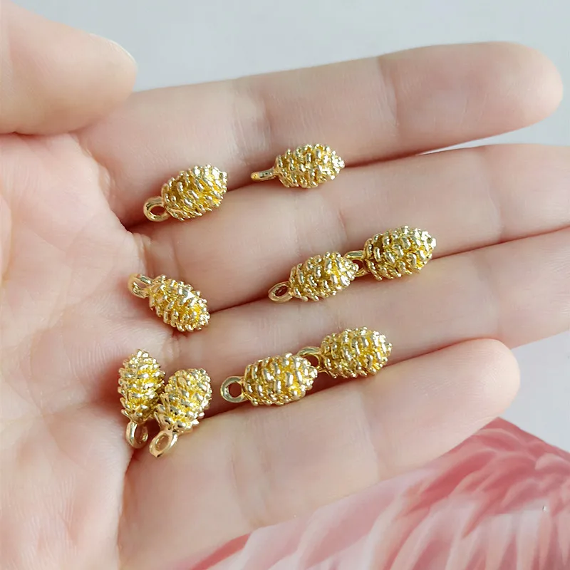 50pcs 6*13mm Gold Color Small Pine cone Charm pendant for cloth/wedding hair Jewelry Findings for DIY Handmade Jewelry Making
50pcs 6*13mm Gold Color Small Pine cone Charm pendant for cloth/wedding hair Jewelry Findings for DIY Handmade Jewelry Making