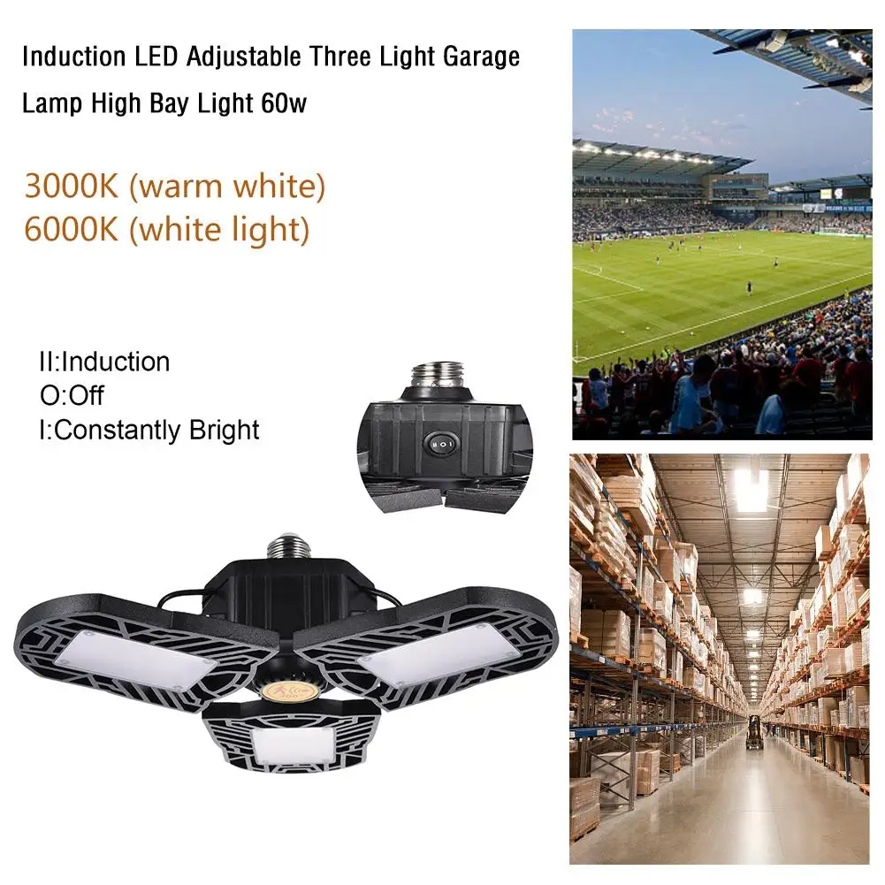 Motion Activated Light,60w E26/E27 Deformable Led Garage lights,Lamp,ceiling light,Radar Home Lighting,Warehouse,Studio,Basement
Motion Activated Light,60w E26/E27 Deformable Led Garage lights,Lamp,ceiling light,Radar Home Lighting,Warehouse,Studio,Basement
