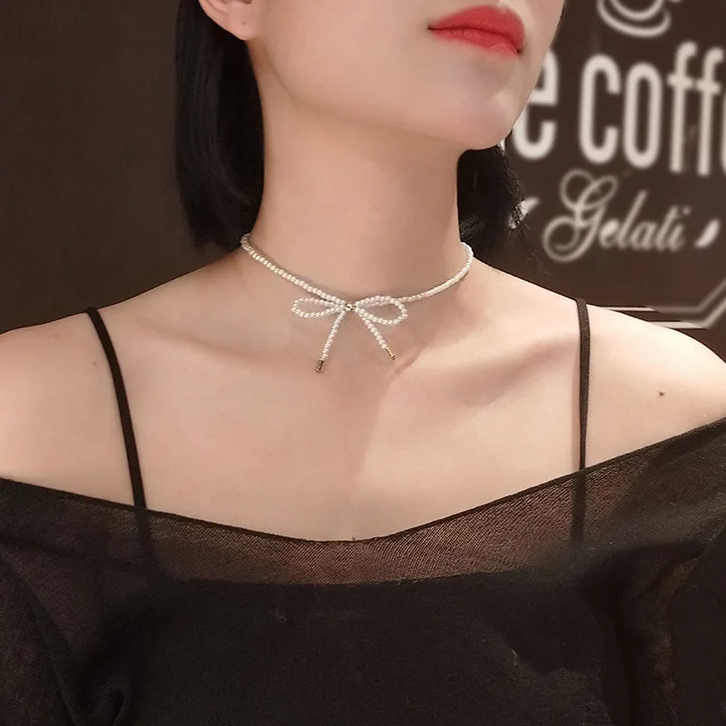 Douyin Celebrity Style Bow Pearl Necklace Women's Hot Selling Necklace Fashion New Style Creative Choker
Douyin Celebrity Style Bow Pearl Necklace Women's Hot Selling Necklace Fashion New Style Creative Choker