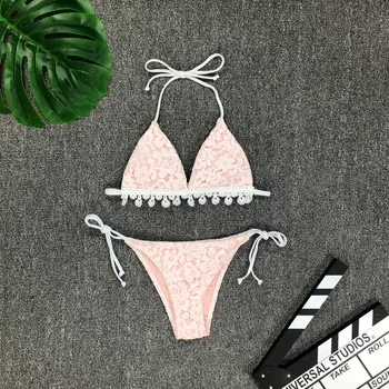 Brazilian Bikini 2019 Lace Swimsuit Female Push Up Sexy Swimwear Pink String Thong Bathing Suit Women Micro Biquini Swim Suits
Brazilian Bikini 2019 Lace Swimsuit Female Push Up Sexy Swimwear Pink String Thong Bathing Suit Women Micro Biquini Swim Suits