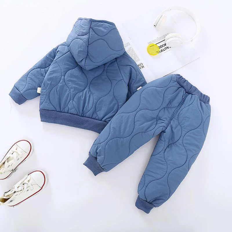 Jesienno-zimowe zestawy ubrań dla dzieci w wieku 1-5 lat: bawełniany płaszcz z kapturem i spodnie - Wianko - 6