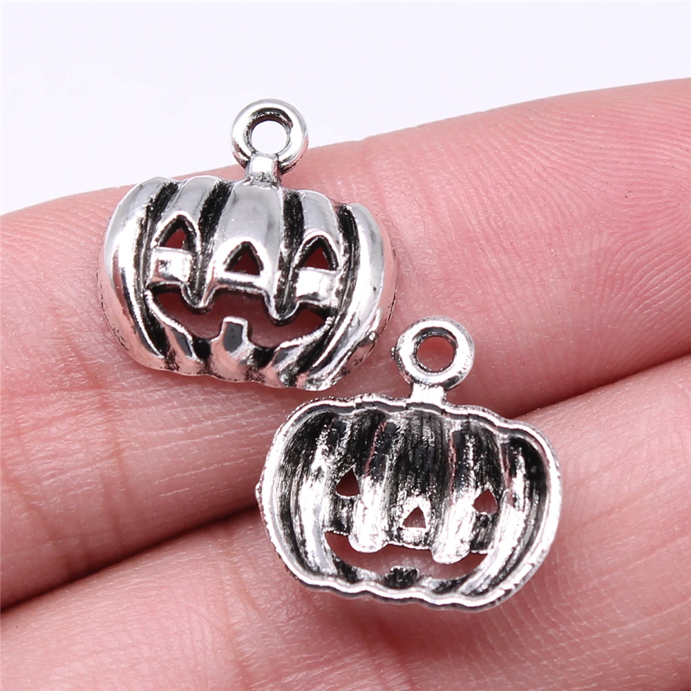 

WYSIWYG 20pcs Charms 16x16mm Halloween Pumpkin Charms For Jewelry Making DIY Jewelry Findings Antique Silver Color Charms