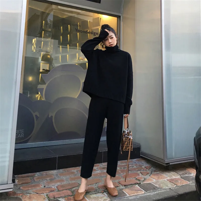2 Piece Set Women Autumn Winter Turtleneck Knitted Long Sleeve Shirts Pants Korean Style Casual Women Sweat Suit Set Tracksuit
2 Piece Set Women Autumn Winter Turtleneck Knitted Long Sleeve Shirts Pants Korean Style Casual Women Sweat Suit Set Tracksuit