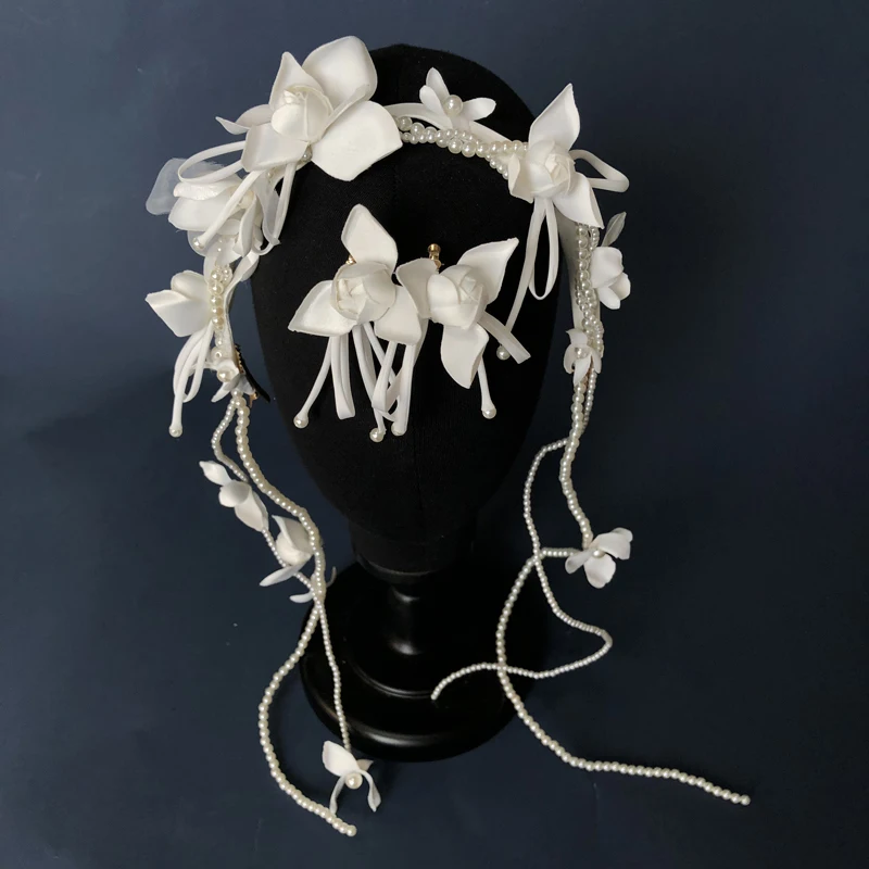 Повязка на голову с жемчугом для невесты универсальное свадебное украшение