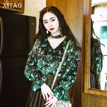XITAO Vintage Printed Velvet Shirt Trumpet Sleeve V Neck Womens Tops and Blouses Trend Elegant Women Clothes 2020 Spring ZLL4651
XITAO Vintage Printed Velvet Shirt Trumpet Sleeve V Neck Womens Tops and Blouses Trend Elegant Women Clothes 2020 Spring ZLL4651