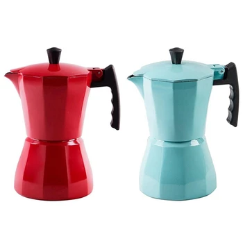 2 Pcs Coffee Maker Espresso Percolator Countertop Pot 300ML Stovetop Kitchen Tools-Red & Blue
2 Pcs Coffee Maker Espresso Percolator Countertop Pot 300ML Stovetop Kitchen Tools-Red & Blue