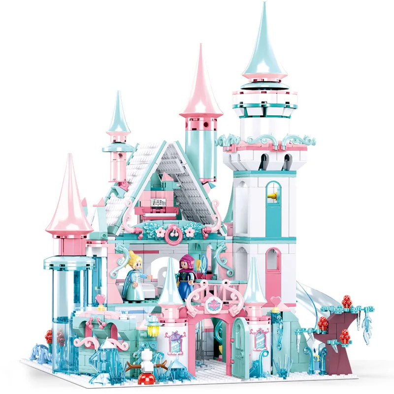 

1314Pcs Fantasy Snow Castle Model Educational Building Blocks Toys For Girls 6Years DIY Birthday Presents Small Bricks 0789