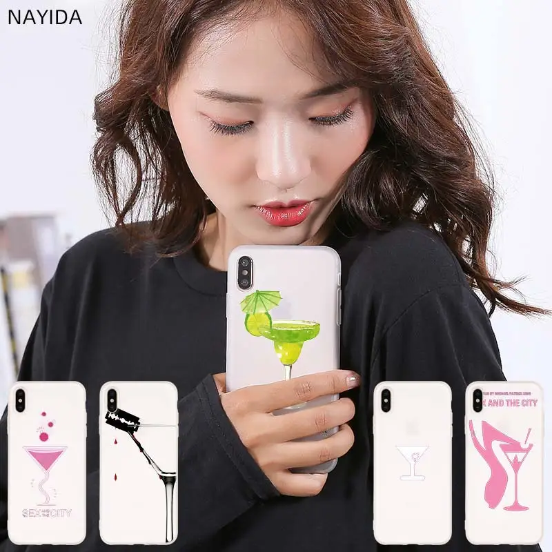 Мягкий силиконовый чехол для iPhone 12 Mini 11 Pro XS Max XR X 8 7 6 Plus 5S SE S Let's drink wine Fundas|Бамперы|