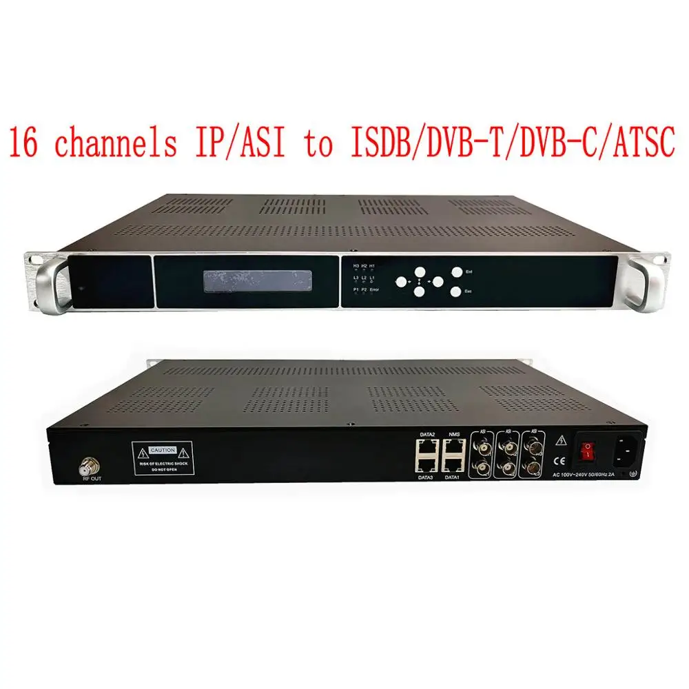 16-channel IP/ASI to DVB-T modulator, multicast RTP/UDP to 16-frequency RF output, cable TV front-end equipment
16-channel IP/ASI to DVB-T modulator, multicast RTP/UDP to 16-frequency RF output, cable TV front-end equipment