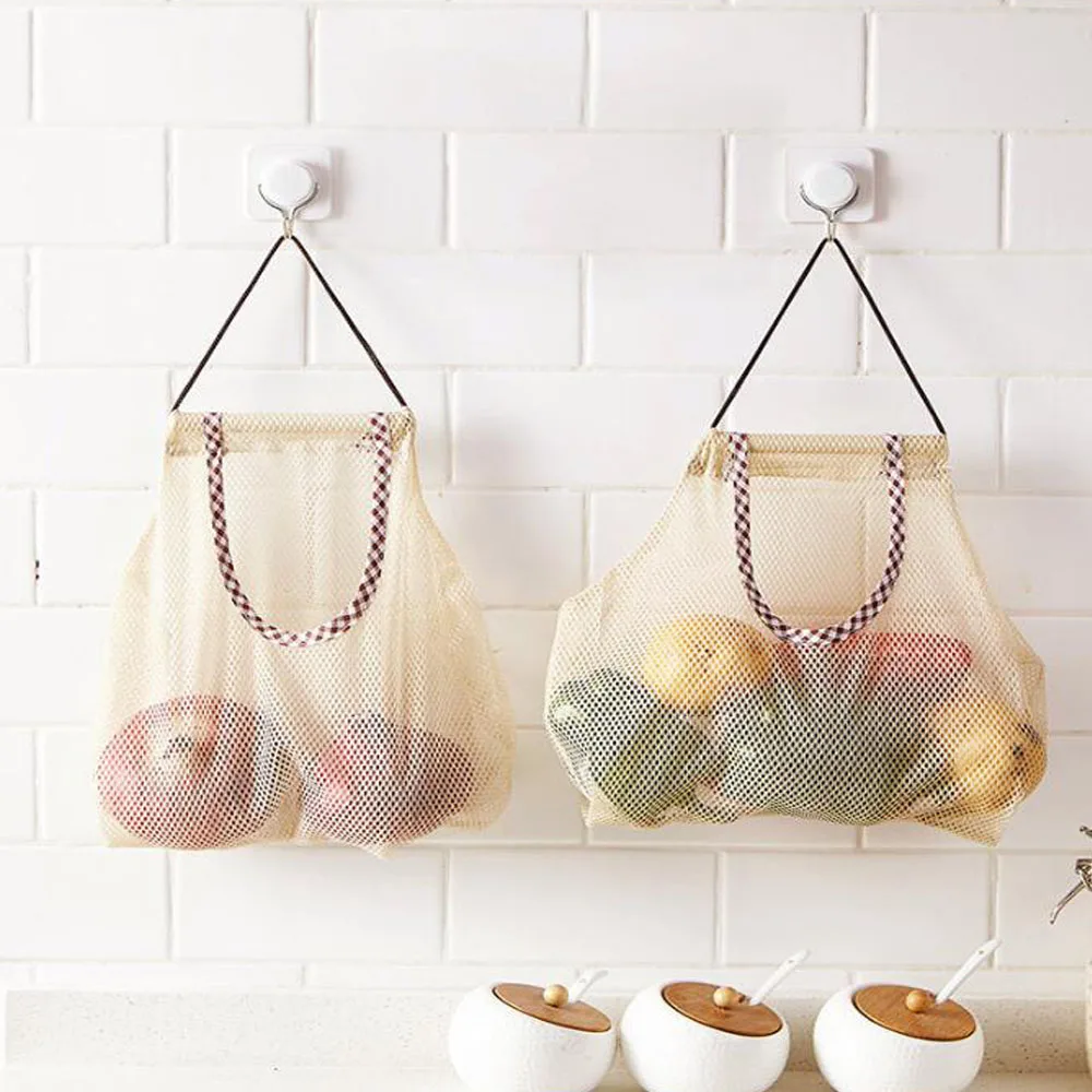 Reusable Kitchen Vegetable Hanging Bag Onion Potato Storage Bag Hollow Breathable Mesh Bag Kitchen Garlic Ginger Mesh Storage Ba
Reusable Kitchen Vegetable Hanging Bag Onion Potato Storage Bag Hollow Breathable Mesh Bag Kitchen Garlic Ginger Mesh Storage Ba