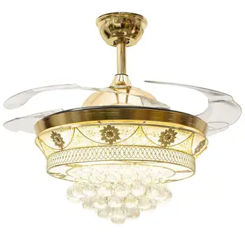 42 Inch Invisible Crystal Ceiling Fan with LED Light and Remote, 4 Retractable ABS Blades Fan Chandelier for Bedroom Diningroom
42 Inch Invisible Crystal Ceiling Fan with LED Light and Remote, 4 Retractable ABS Blades Fan Chandelier for Bedroom Diningroom