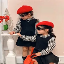 1-5 Years Baby Girl Two Pieces Dress Suit Kids Plaid Printed Long Sleeve Shirt Top And Black Solid Color Sleeveless Dress Autumn
1-5 Years Baby Girl Two Pieces Dress Suit Kids Plaid Printed Long Sleeve Shirt Top And Black Solid Color Sleeveless Dress Autumn