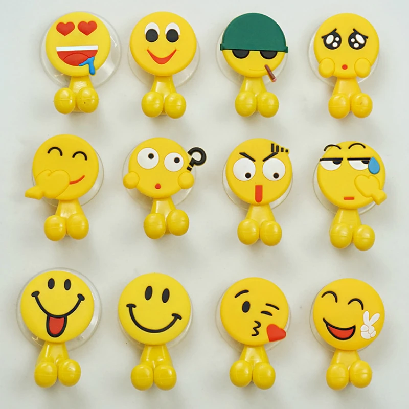 

5 Pcs Creative Cute Emoji Sucker Toothbrush Holder Strong Suction Cup Toothbrush Rack Bathroom Accessories Random Delivery