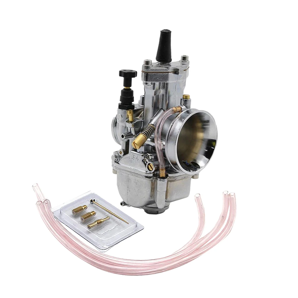 Motorcycle Carburetor 34mm Racing Flat Side for PWK Carb with Power Jet