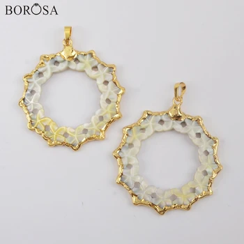 BOROSA 10Pcs Hand Carved Flower Natural Shell Pendant in Gold, High Quality Round Hollow Natural Shell Pendants Jewelry G1904
BOROSA 10Pcs Hand Carved Flower Natural Shell Pendant in Gold, High Quality Round Hollow Natural Shell Pendants Jewelry G1904