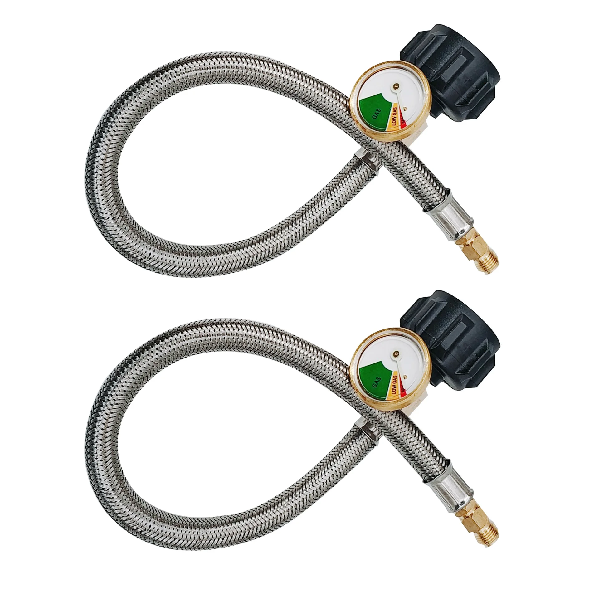 Two sets of 18 "stainless steel covered wire high pressure connecting pipe 1 / 4" with pressure gauge
Two sets of 18 "stainless steel covered wire high pressure connecting pipe 1 / 4" with pressure gauge