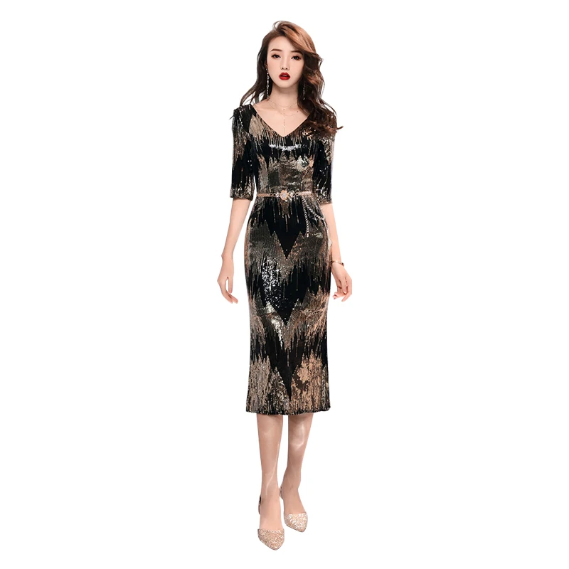 Evening Dress Half-sleeve Crystal Robe De Soiree Zipper Women Party Dresses 2019 Long Plus Size V-neck Sequin Formal Gowns F007
Evening Dress Half-sleeve Crystal Robe De Soiree Zipper Women Party Dresses 2019 Long Plus Size V-neck Sequin Formal Gowns F007