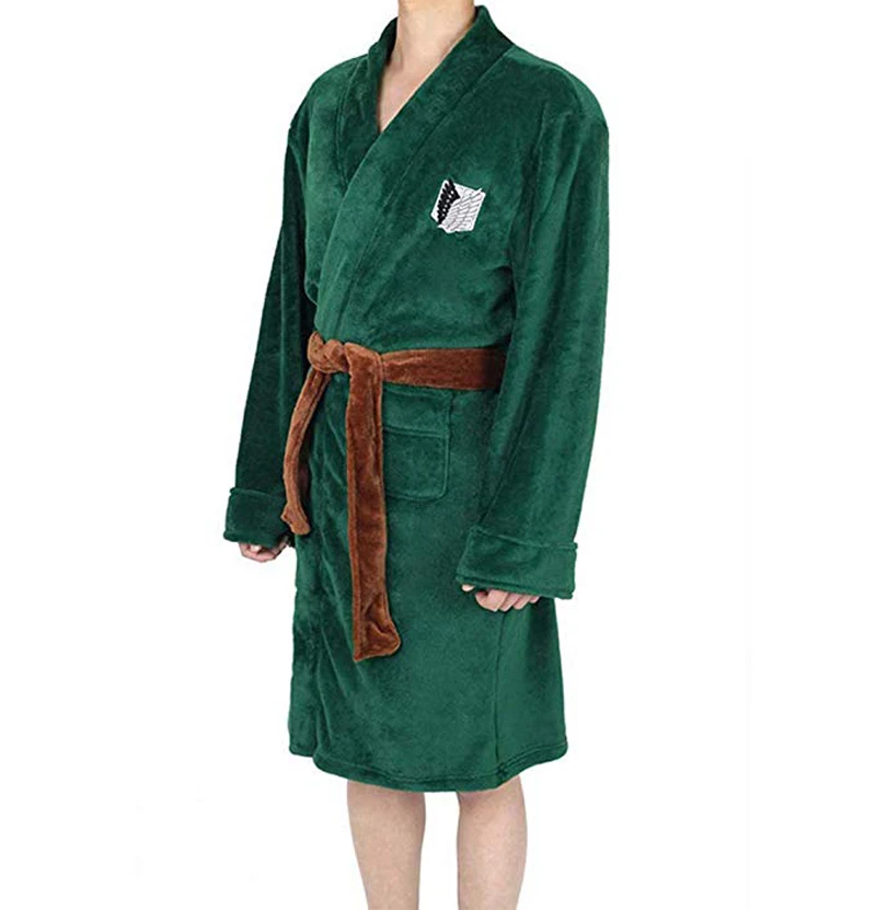 

Halloween Cosplay Cloak Attack on Titan Unisex Nightwear Sleepwear Bathrobe Costume Robe The Wings of Freedom Flannel Pajamas